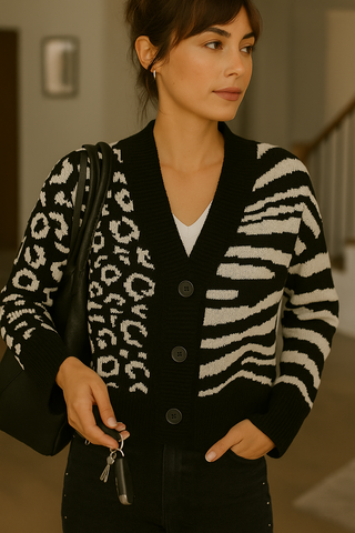Animal Print Button Cardi