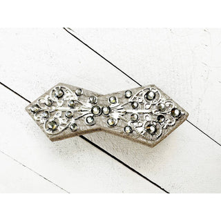 KardiKlip - Silver Bling on Grey Leather with Rhinestones