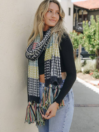 Colorblock Contrast Knit Oversized Scarf