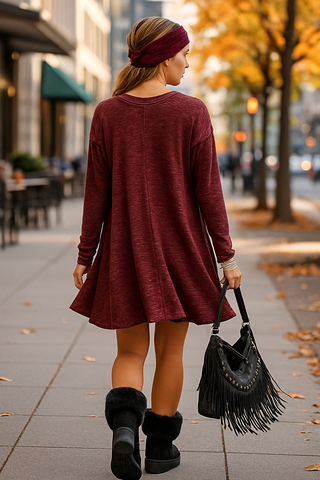 Brushed Hacci Swing Tunic Dress