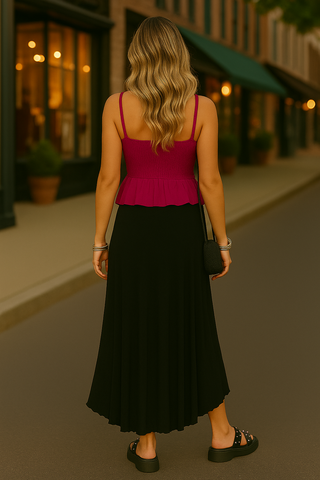 2-in-1 High-Low Flared Maxi Skirt / Tube Dress