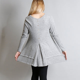 Long Sleeve Pleated Button Back Detail Tunic