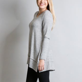 Long Sleeve Pleated Button Back Detail Tunic