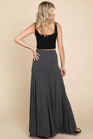 2-in-1 High-Low Peekaboo Flare Maxi Skirt / Tube Dress