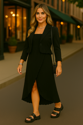 2-in-1 High-Low Flared Maxi Skirt / Tube Dress