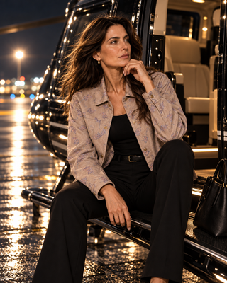 Semi-Cropped Jacket with Subtle Animal Print
