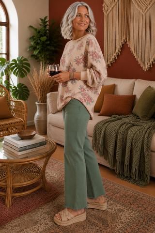 Wild Sage Mineral Wash Cropped Jeans — High Rise Denim Crops with Frayed Hem