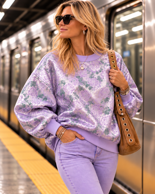 Gilded Roses Lavender Tapestry Dolman Sleeve Sweatshirt