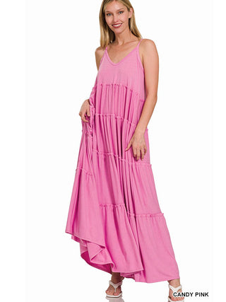 *Curvy* V-Neck Tiered Maxi with Cami Straps