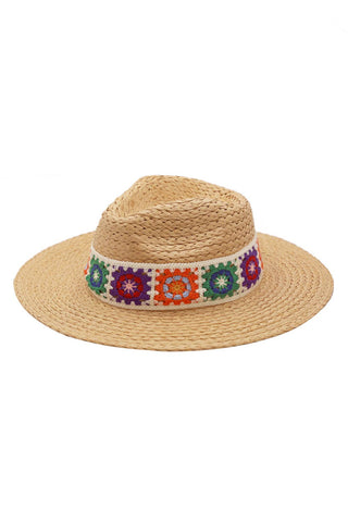 Crochet Band Straw Hat