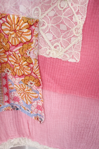 Short Sleeve Double Gauze Patchwork Top