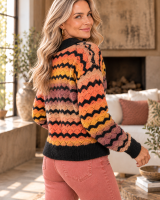 Retro Chevron Stripe Knit Sweater