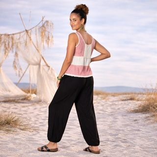 Relaxed Fit Harem Pant – Solid Black Pull-On Boho Pant