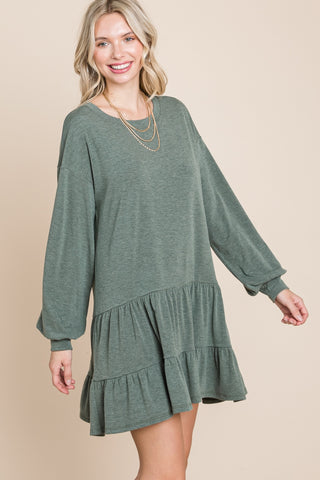 Bishop Sleeve Drop Waist Tunic Dress