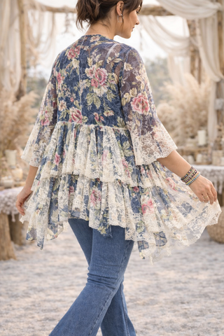 Tiered Lace Floral Cardi