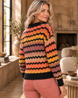 Retro Chevron Stripe Knit Sweater