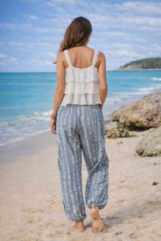 Bone Tie Dye Harem Pant - Grey & White