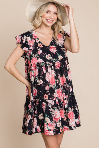 Floral Swing Bubble Chiffon Dress