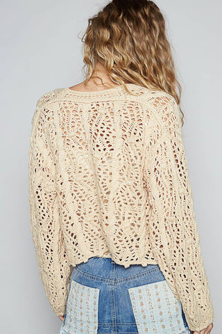 Cropped Crochet Button Cardi