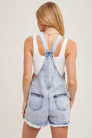 Light Wash Denim Overall with Raw Hem