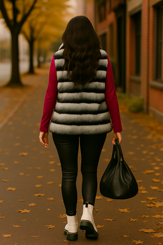 Banded Ombre Faux Fur Vest