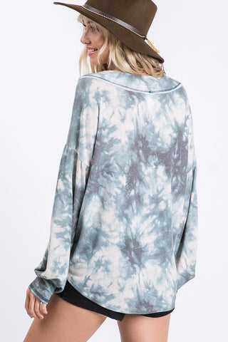 Relaxed V-Neck Tie Dye Pullover