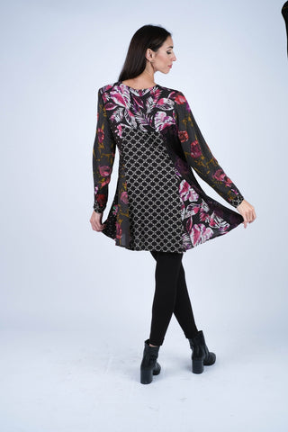 Floral Noir Swing Tunic Dress