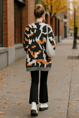 Animal Camo Open Sweater Cardi