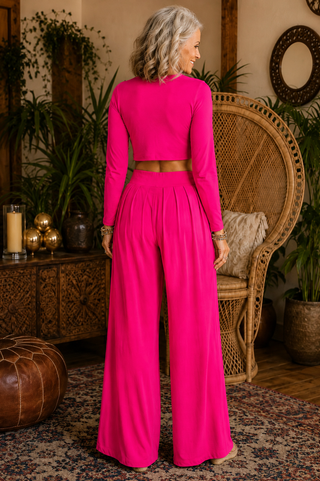 Cloud Nine Elevated Lounge Set – Long Sleeve Top & Wide-Leg Pant Outfit Set