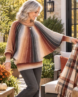 Sustainable Vertical Striping Dolman Sleeve Sweater