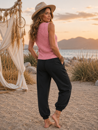 Textured Knit Sweater Tank – Sleeveless Relaxed Fit Top