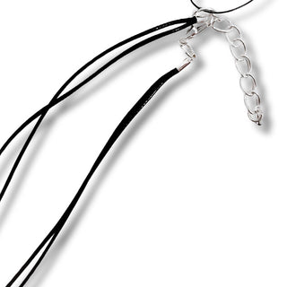 Leather Cord Necklace with Vented Silver Heart Pendant