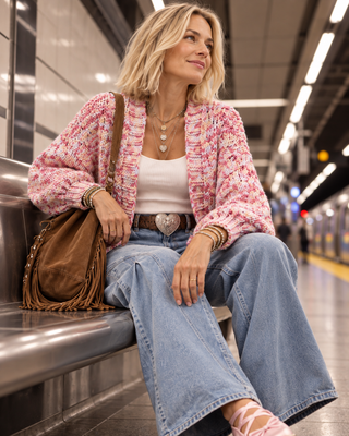Cozy Candy Land Chunky Knit Open Cardigan