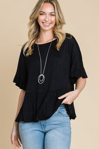 Short Sleeve Tiered Top with Ruffles