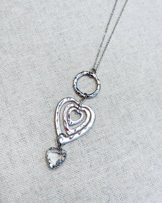 🇨🇦 Layered Hearts & Crystal Pendant Necklace