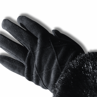 Soft Microsuede Texting Gloves with Faux Fur Cuff