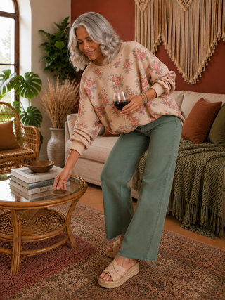 Wild Sage Mineral Wash Cropped Jeans — High Rise Denim Crops with Frayed Hem
