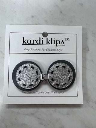 KardiKlip - Silver Medallions on Grey Leather