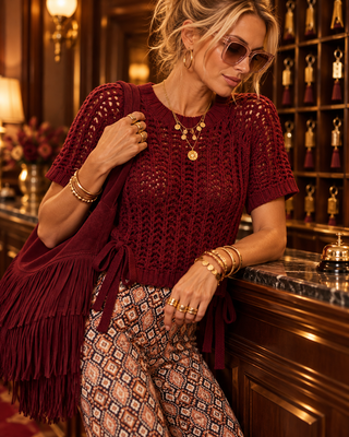 Boho Geo High-Rise Flare Pant