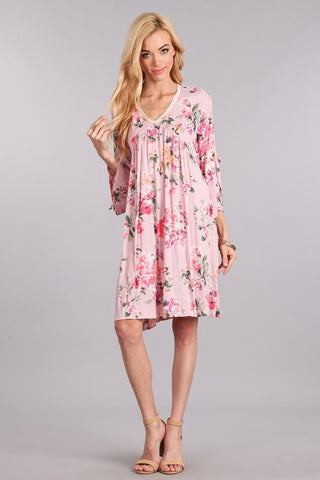 Boho Floral Dress with Bell Sleeves