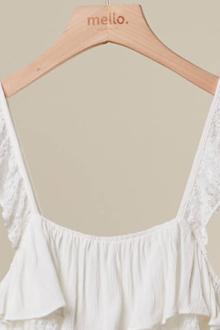 Lace Tiered Ruffle Tank Top – Flowy Boho Cami with Feminine Detail