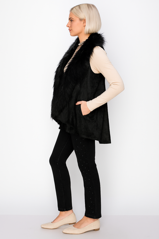 Velvet Vest with Removable Faux Fur Lapel