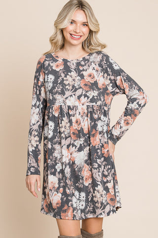 Autumn Floral Babydoll Dress