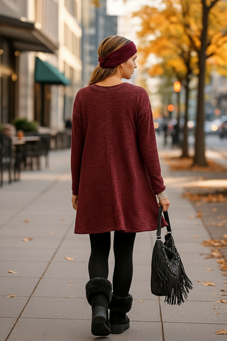 Brushed Hacci Swing Tunic Dress