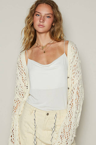 Cropped Crochet Button Cardi