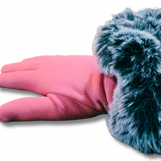 Fleece Lined Texting Glove with Contrast Fur Cuff