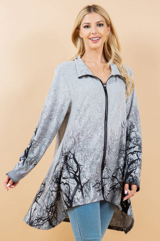 Ombre Trees in Silhouette Full Zip Jacket