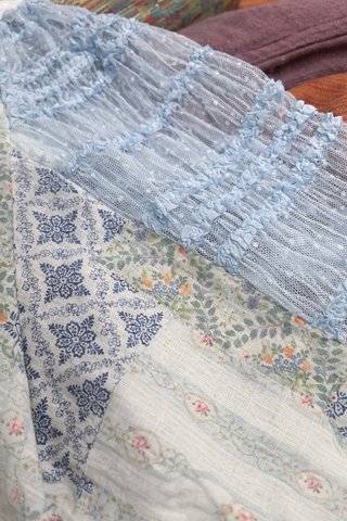 Grommet-Detail Lace Patchwork Top