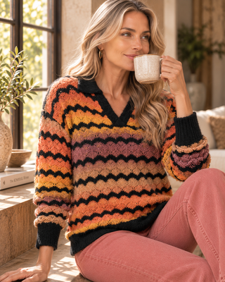 Retro Chevron Stripe Knit Sweater