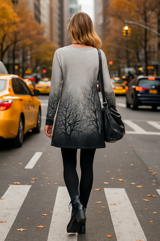 Ombre Trees in Silhouette Print Tunic